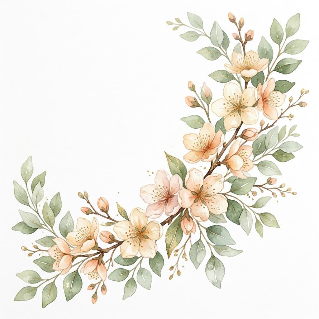 Peach watercolor floral ornament